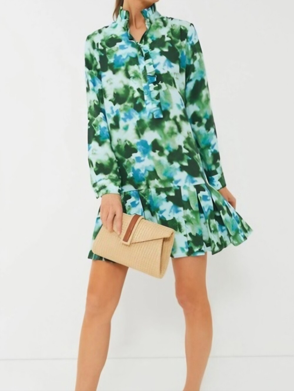 Tuckernuck Deep Lagoon Tate Long Sleeve Ruffle Dress